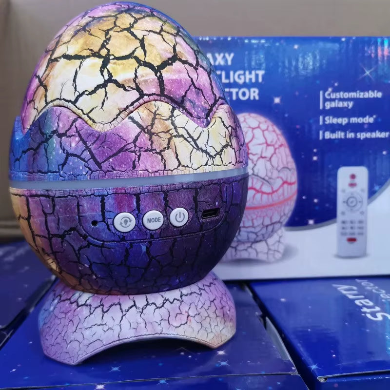 Led Dragon Egg Lamp Dinosaur Eggs Shell Galaxy Starry Projector Bluetooth-Compatible Remote Control Night Lights Children Gift